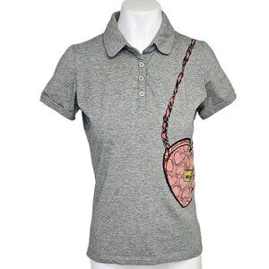 Love Moschino Womens Polo Chain Purse  Print Embroidered Heart Size Small